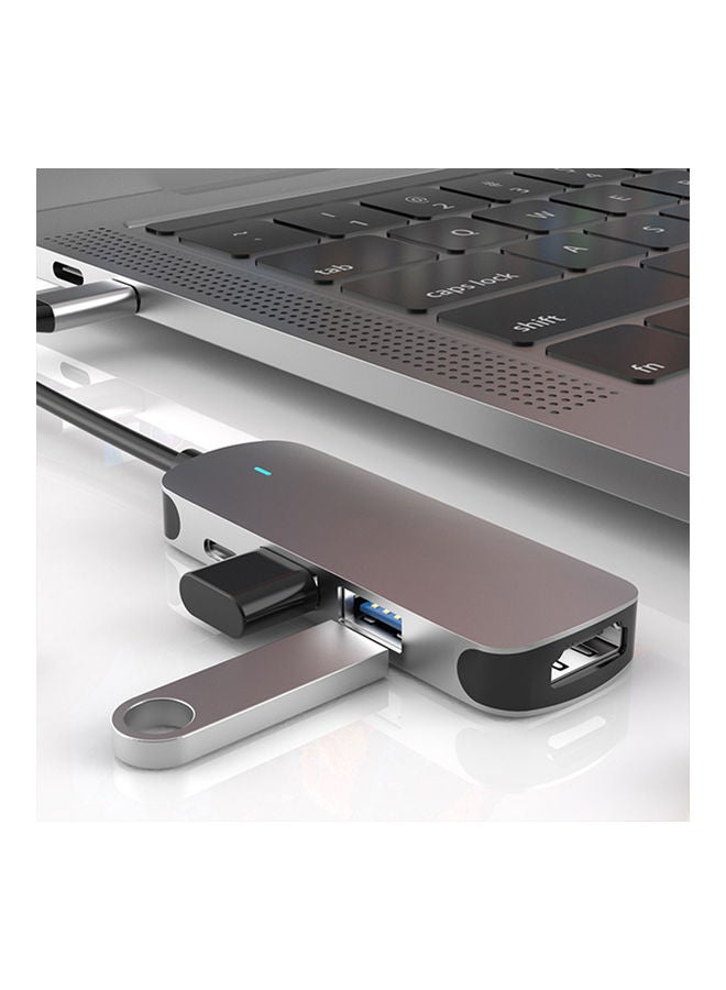 موزع 4 في 1 متعدد المنافذ بمنفذ USB 3.0 Type-C رمادي - Image 3